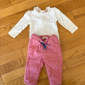 Baby Boden Pink Pants with White Dots